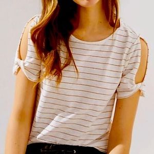 LOFT Twist Sleeve Striped Tee. Size XS